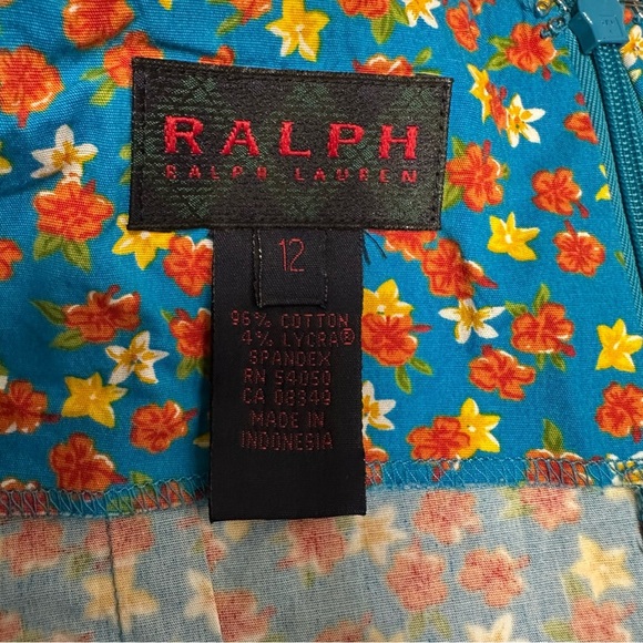 Ralph Lauren Blue and Yellow Floral Midi Dress Y2K size 12 - Picture 6 of 8